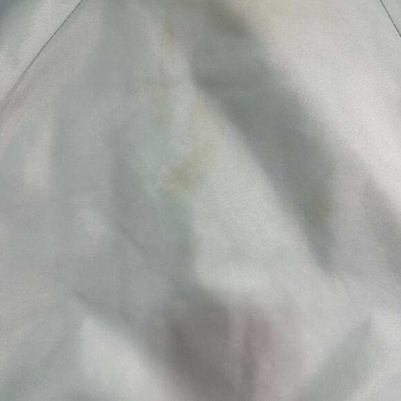 Vintage 90s Satin Varsity Company Jacket White Navy Blue Full Button Up Coat - Picture 6 of 8